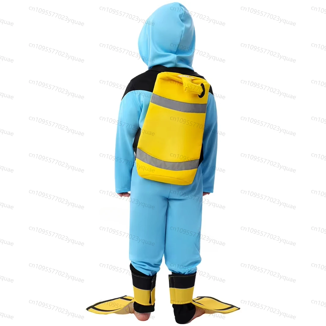 Kids Wetsuit Career Diver School Party Stage Show Performance Roles Play Outfit Children Boys Girls Halloween Cosplay Costumes
