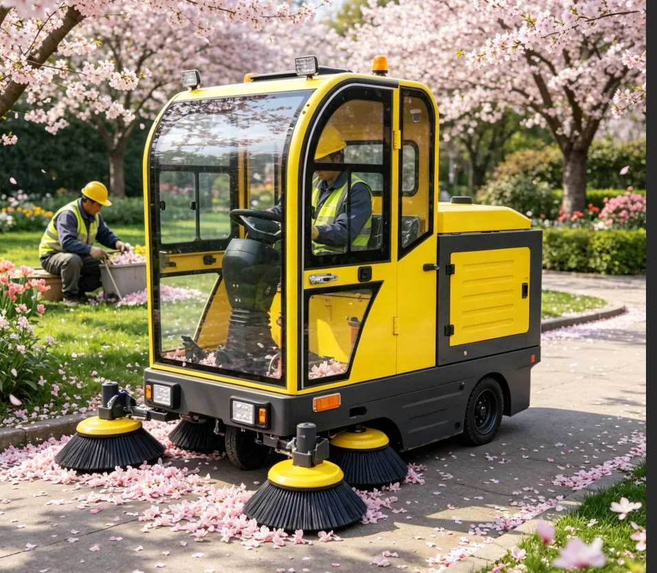 Ride on Street Sweeper Driving Type Road Sweeper Closed Cab Electric Ride Sweeper