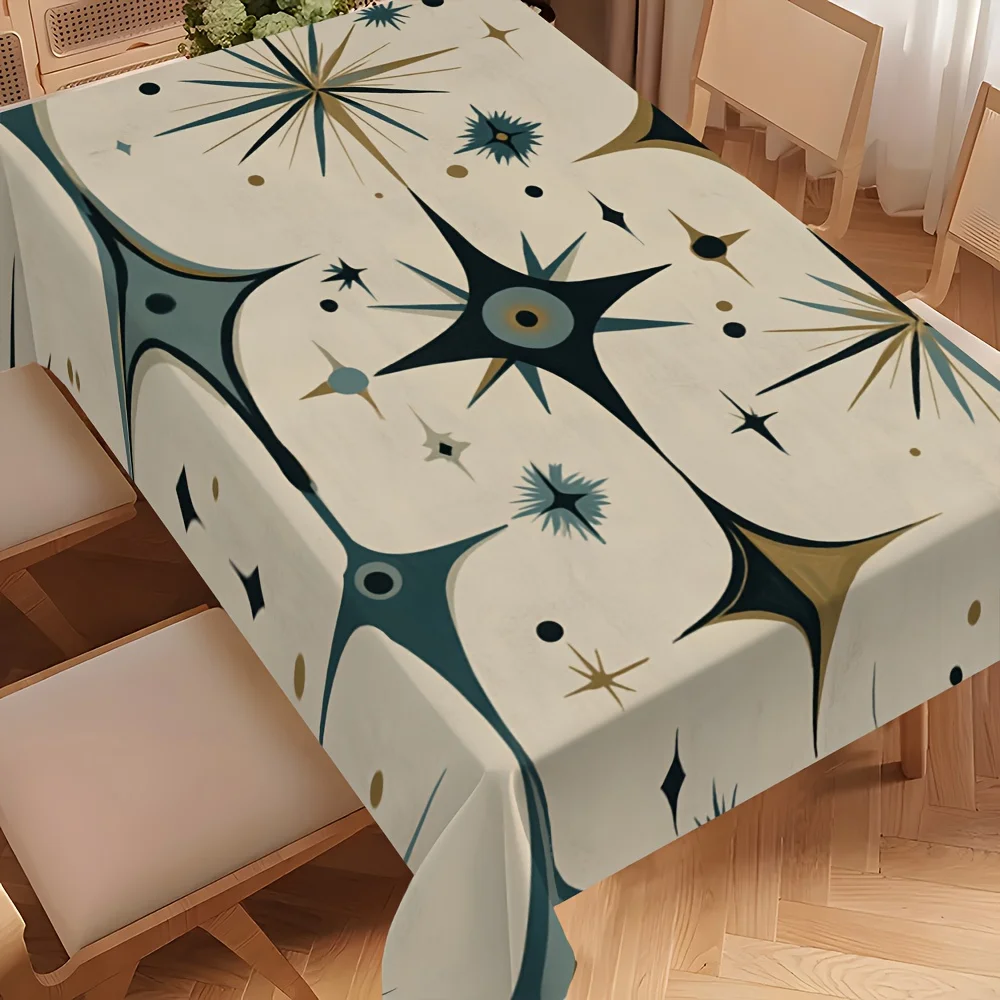 1 piece of starburst harmonious rectangular tablecloth design, creating a soft dining atmosphere, yzb