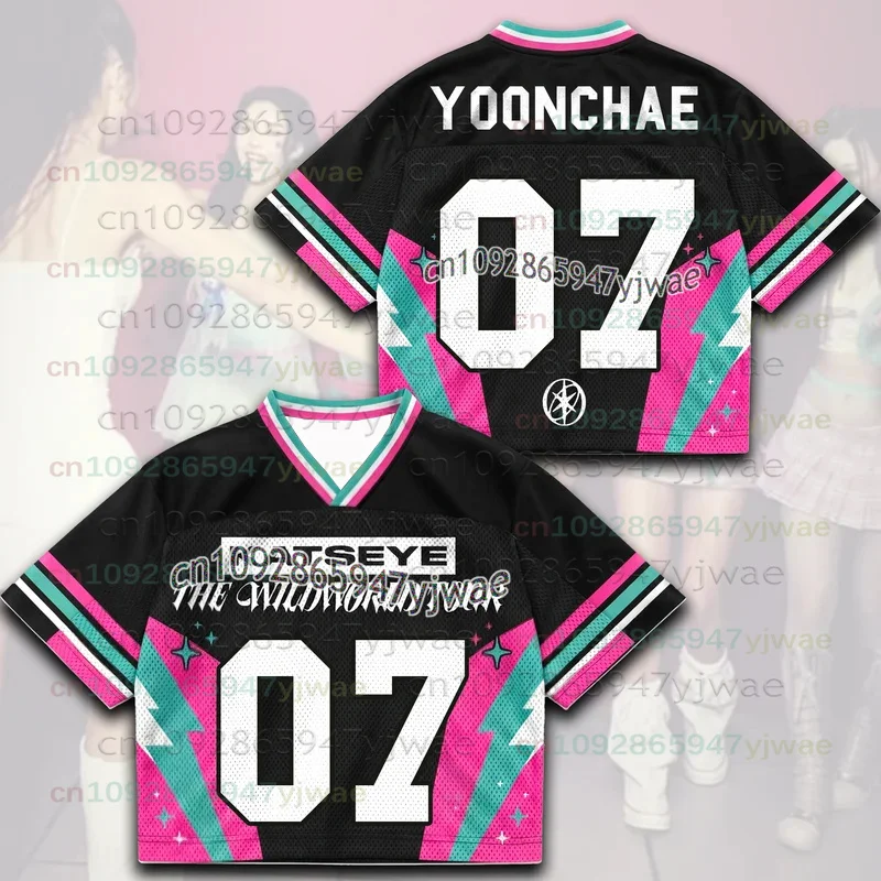 2026 Neues leuchtendes Katseye The Wild World Tour Jersey Merchandise Geschenk für Eyekons Bunte rosa-grüne schwarze T-Shirts für Männer, Frauen und Fans. – Detail 8