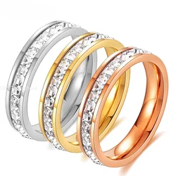 Square Zircon Stainless Steel Ring White Zircon Engagement Party Accessories Geometric Couple Custom Ring