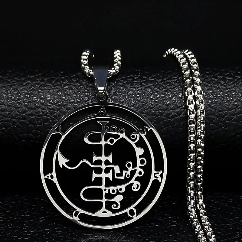 2026 Mode Sigeal Sigil De Lucifer Edelstahl Satan Halskette Asmoday Lazer Schlüssel Baphomet Stempel Schmuck N7118S03