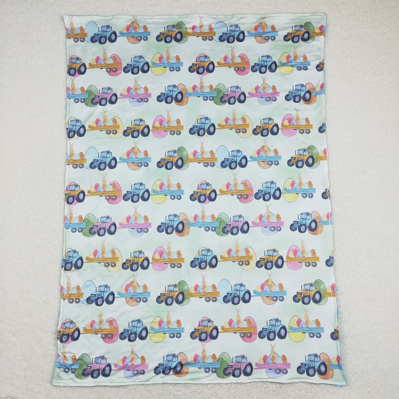 Groothandel Boetiek Kids Easter Eggs Konijnen Tractoren Beddengoed Fleece Kinderen Dunne Quilt Peuter Baby Boy Girl Flanel Deken