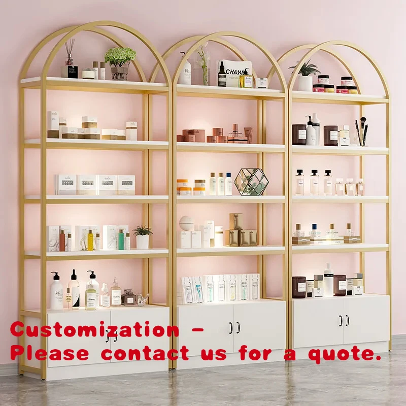 

Мебель для салонов красоты из железа и дерева: легкие витрины, полки и стойки для маникюра.