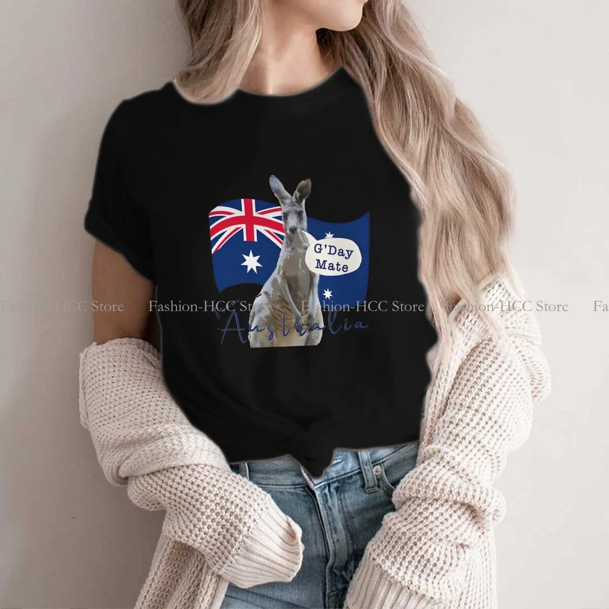 Mate Round Collar TShirt Australian Kangaroo Basic Polyester T Shirt Woman's Clothes Fashion