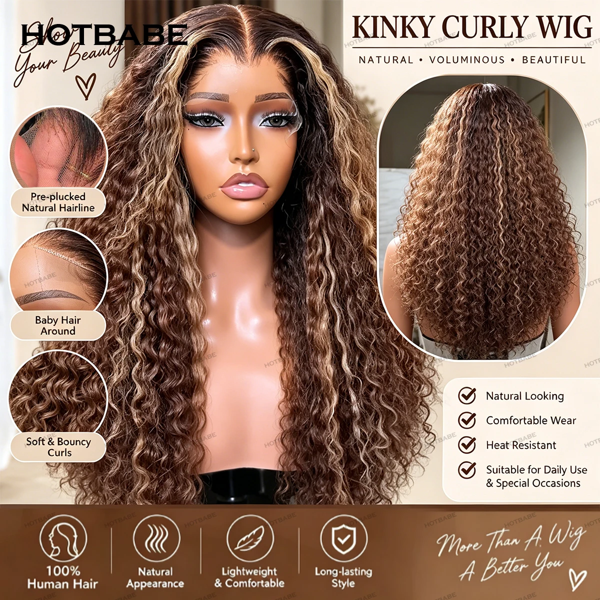Glueless Wear And Go Human Hair Wig - 접착제 없이 착용 가능한 디자인, 자연스러운