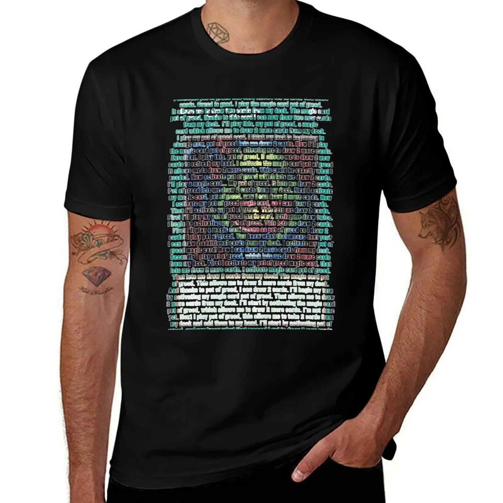 T-shirt Pot of Greed Word Art, T-shirt à imprimé lettres tendance