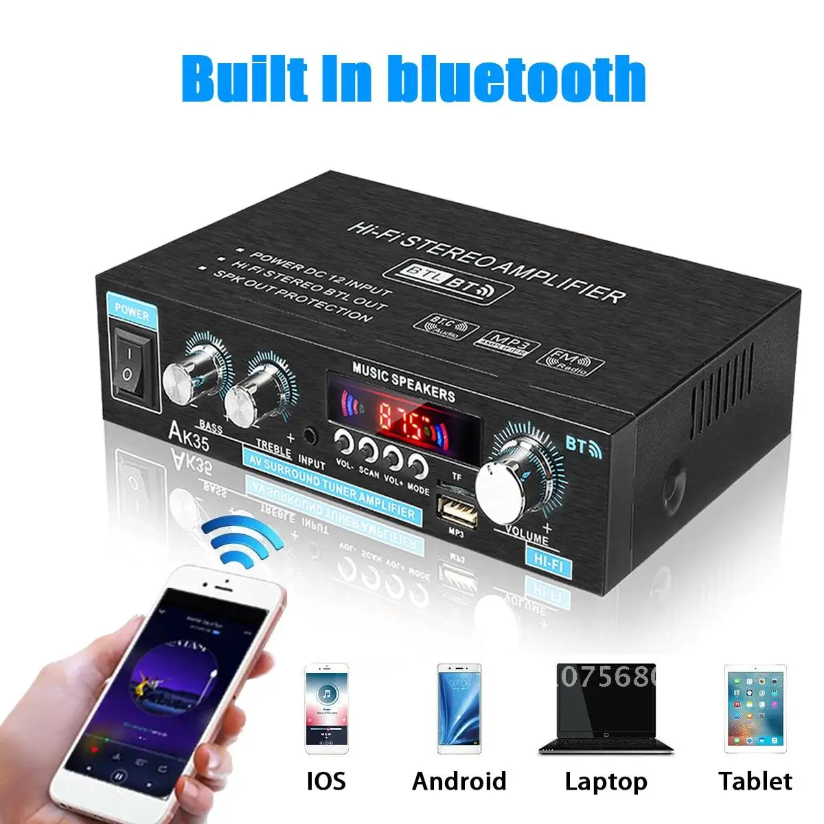 

800W Home Digital Audio Amplifiers bt 110-240V Bass Power bluetooth Amplifier Hifi FM Auto Music Subwoofer Speakers