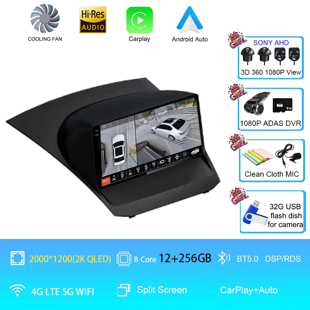 Android 16 Carplay Auto voor Ford Fiesta Mk 6 2009 2010 2011 2012 2013 2014 - 2018 Multimedia autoradio speler WiFi+4G DSP GPS 2DIN