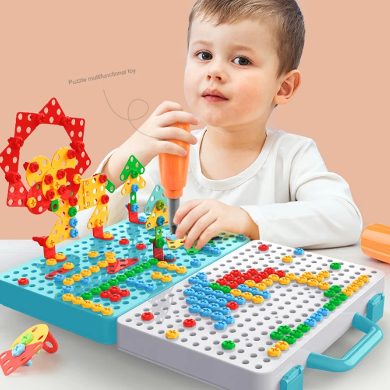 

Kids Drill Screw Nut Puzzles Toys Pretend Play Tool Drill Disassembly Assembly Children Drill 3D Puzzle Toys For Boy