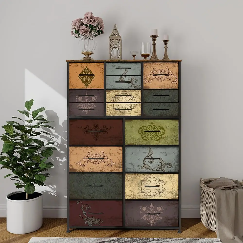 

Dresser for Bedroom with 18 Drawers, Tall Fabric Storage Dresser, Chest of Drawers for Closet, Nursery, Bedside