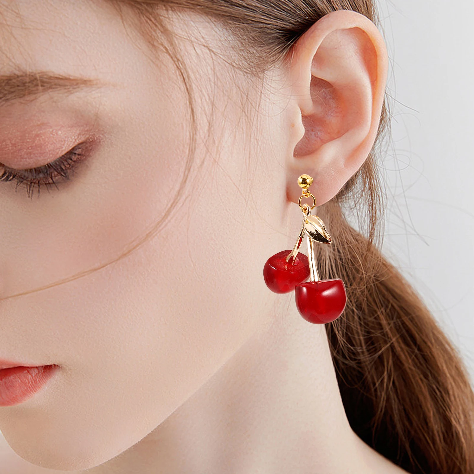 

Cherry Earrings Red Transparent Cherry Look Dangle Earrings Women Jewelry Party Occasions Birthday Gift Safe Wear Bright Colors