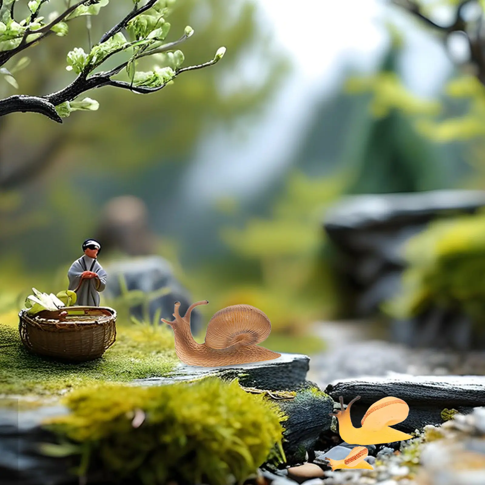 

5Pcs Realistic Simulation Snail Figures Plastic Animal Decorations Educational Interactive Kids Collectibles Balcony Garden