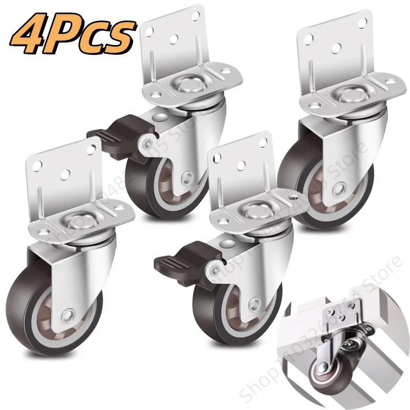 4Pcs L 유형 헤비 듀티 가구 캐스터 범용 360 ° 회전식 음소거 트롤리 아기 침대 범용 측면 장착 바퀴