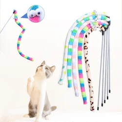 Cat Toy Feather Cat Kitten Teaser Wand Cat Interactive Toy Funny Caterpillar Colorful Rod Teaser Wand Pet Cats Supplies