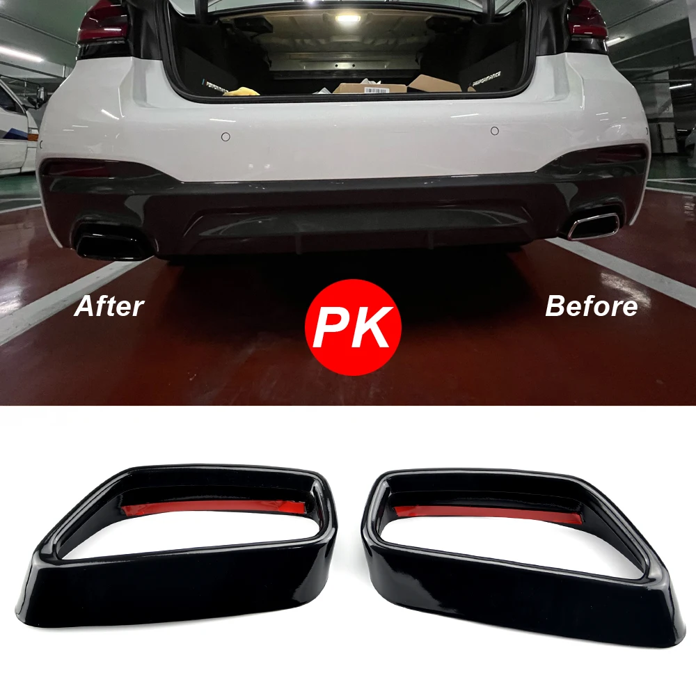 

For BMW 5 Series G30 G31 2018-2021 Stainless Steel Black Car Exhaust Pipe Cover Stickers Exterior Modification Car Accessories