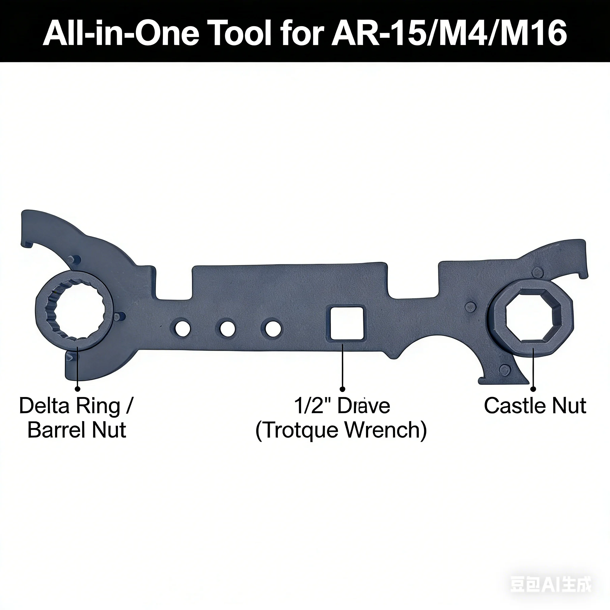 Chave de Armeiro para AR-15/M4/M16 |   Ferramenta para Remoção de Anéis Delta e Porcas Castelo
