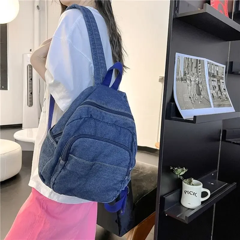 Denim Artistic Mini Book Bag Women's Small Casual Backpack Small Shopping Backpack