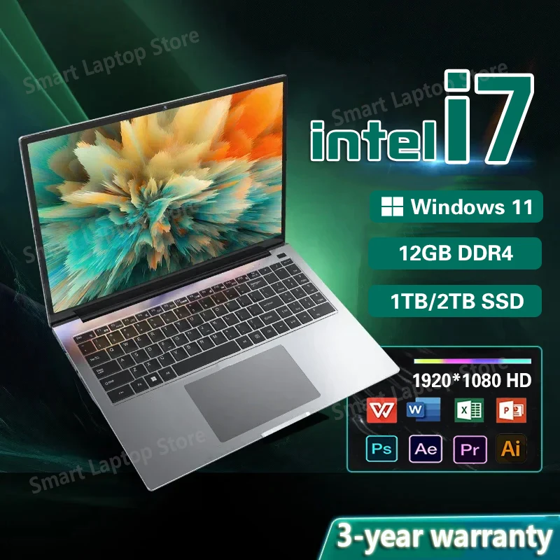 휴대용 노트북 컴퓨터, 인텔 코어 i7 7500U, 듀얼 코어, 12GB RAM, 512GB, 1TB, 2TB SSD, 윈도우 11 노트북, PC 게이머 노트북, 14.1 인치