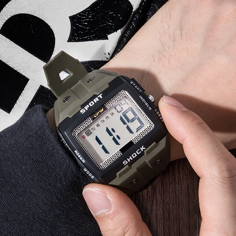 Reloj Digital deportivo para hombre, cronógrafo electrónico, resistente al agua, con esfera grande, TPW, militar, para exteriores