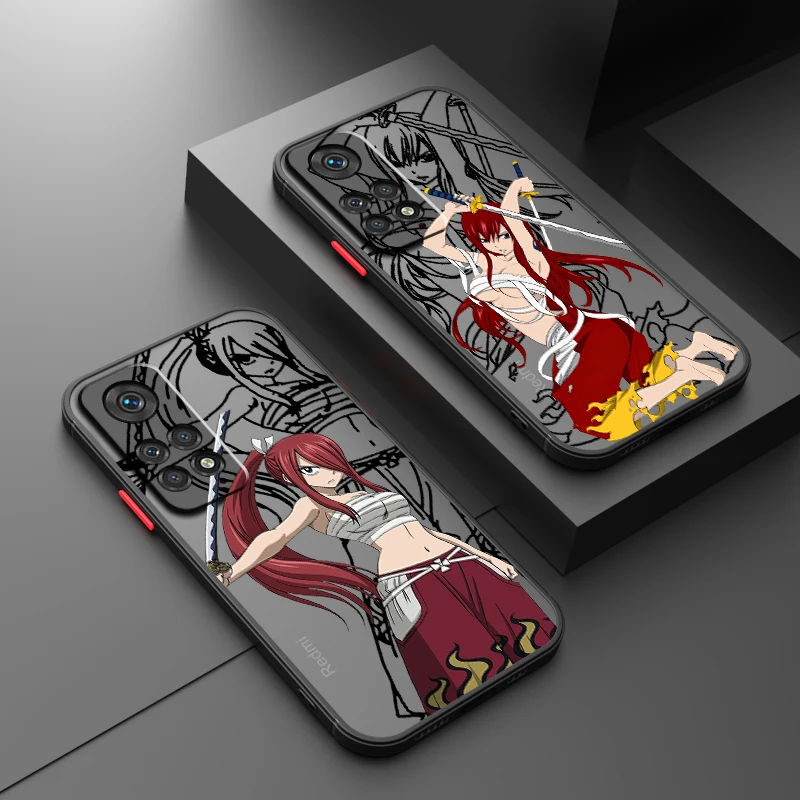 E-Elsa Scarlett Japanese Anime Frosted Translucent For Redmi 8 8A 9A 9C 9AT 9 9T 10X 10A 10C 10 11A 12C 12 13C 5G TPU