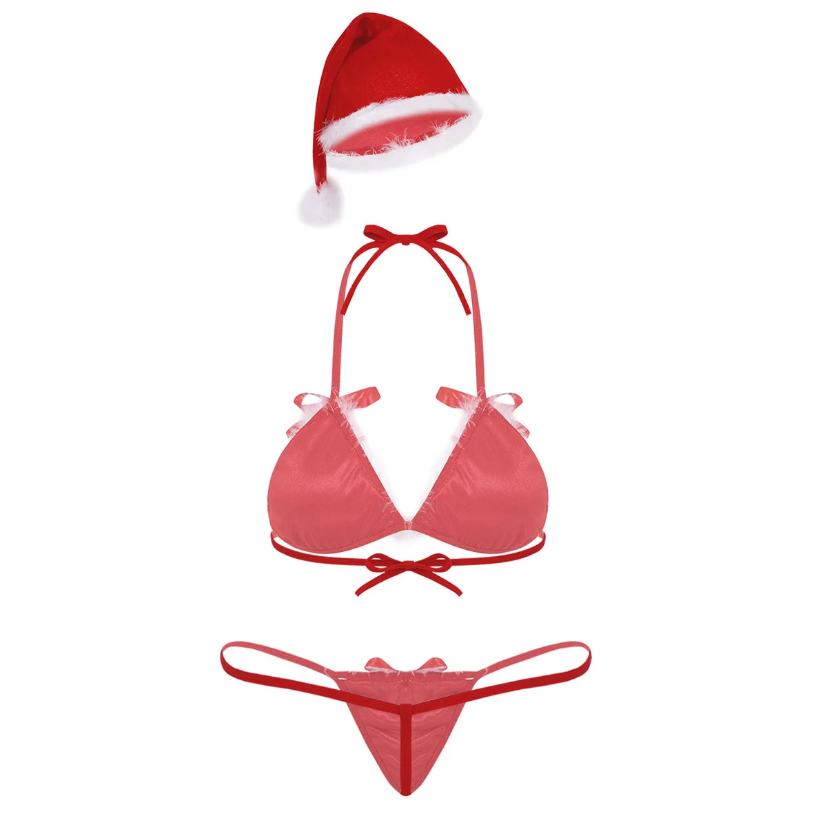 에로틱 란제리 버니 크리스마스 코스튬, 코스프레 란제리 세트, 빨간 브래지어 세트, 여성 속옷, 섹시한 란제리 역할 놀이 의상