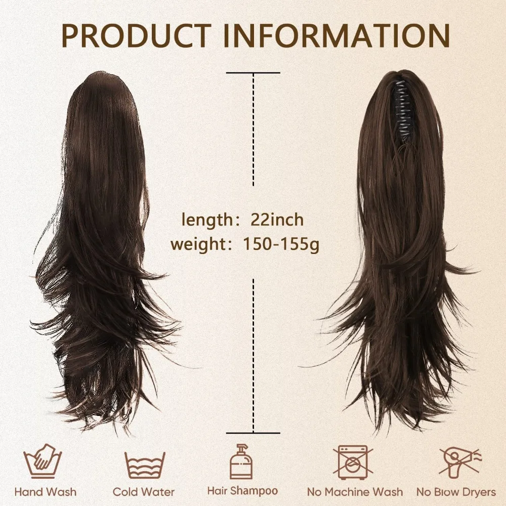 Extensión de cola de caballo con cordón, postizo negro versátil, extensiones de cabello de aspecto Natural de múltiples capas para Women-1B