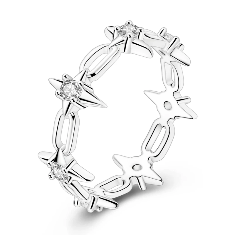

Original 925 Sterling Silver Sparking Stars Ring For Women Girls Jewelry Birthday Anniversary Gifts