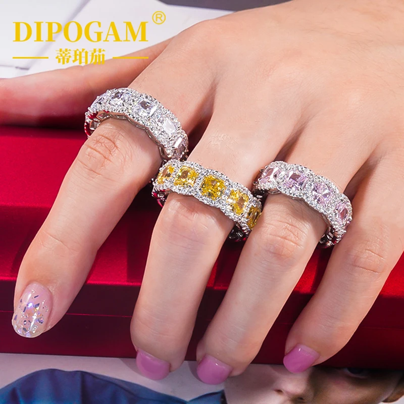 

Кольцо с квадратным бриллиантом из чистого серебра S925, кольцо с бриллиантом из муассанита, легкий роскошный цветной подарок с бриллиантами для подруги