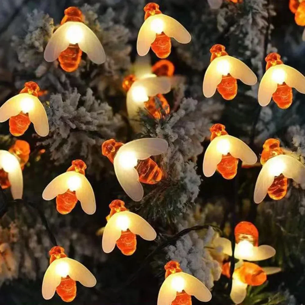 Solar Bee Light Indoor Outdoor Garden Fairy Light Wedding Party Tree Courtyard Simulation Bee Decorations Christmas Easter