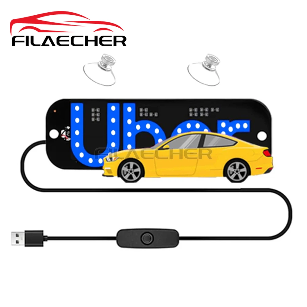 

Car Blue LED Light Sign Taxi Sign Light Windshield Led Sign Car LED Decal with Suction Cups USB Plug for Cars Trucks SUVs