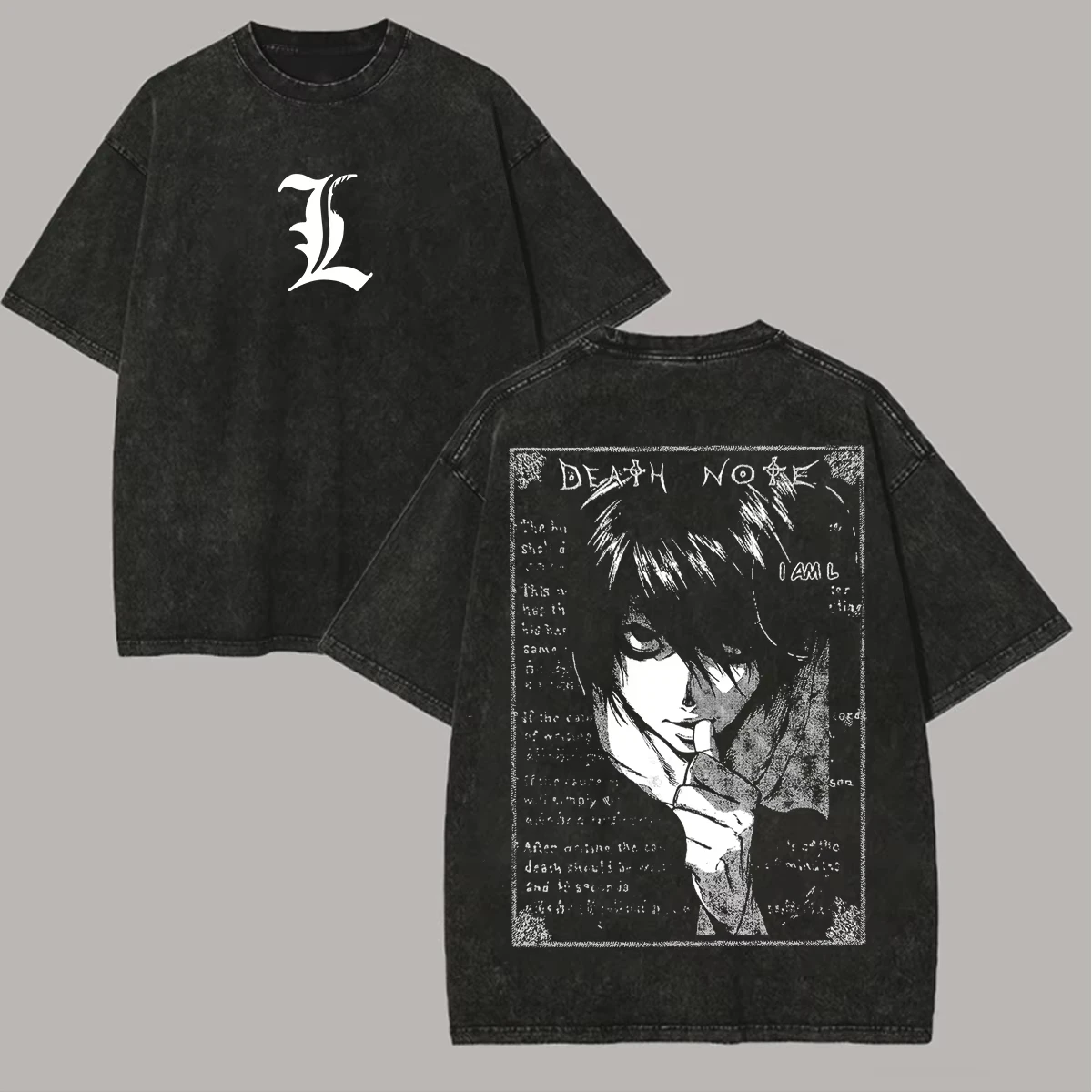 Death Note Washed Graphic T‑shirt 2026 New Model Unisex Personality Year‑round Trendy Harajuku Streetwear Cotton Daily Tops