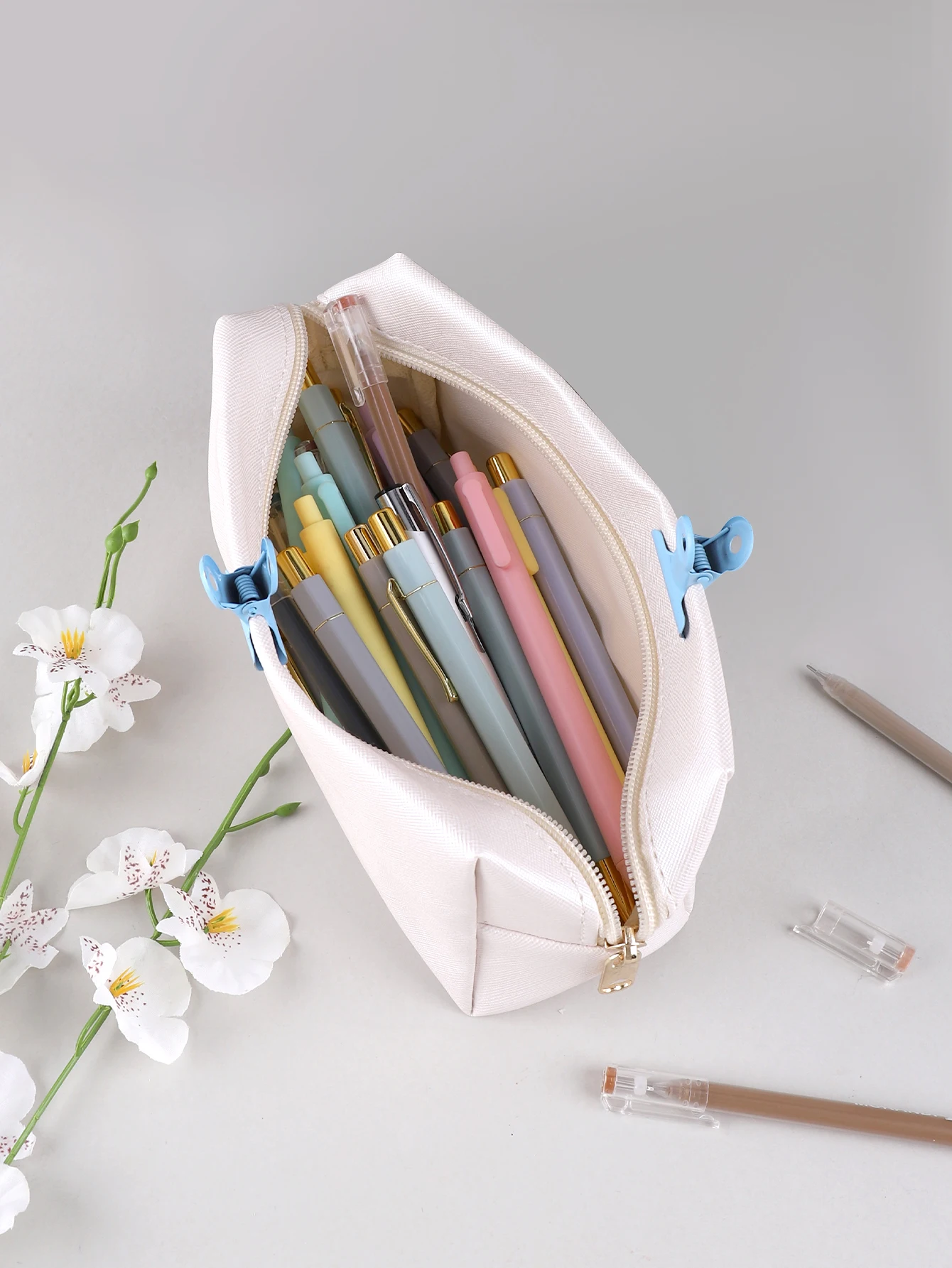 PU leather pencil case Waterproof large-capacity pencilcase Basic Pen Pouch Back-to-School Gifts for Friends Zipper pencil case