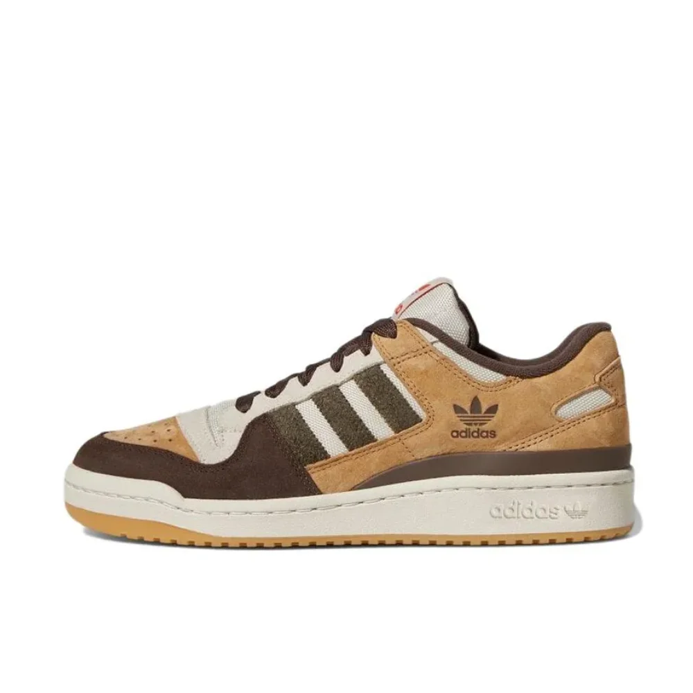 Adidas New FORUM LOW Men's and Women's casual basketball shoes cushioning anti-slip sneakers Breathable Sneakers yellow-brown