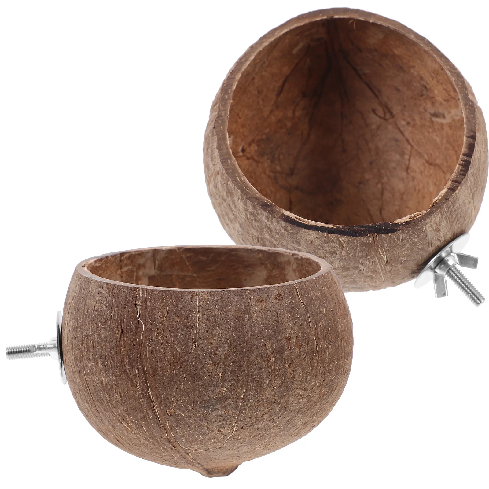 

2 шт. многоразовые контейнеры для корма/лакомств в тропическом стиле из кокосовой скорлупы для мелких животных, декор для клетки, глубокое дно для поддержания чистоты