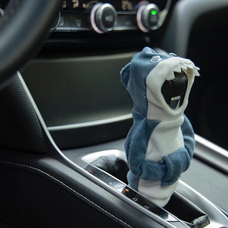 Cute Shark Frog Gear Shift Hoodie Cover Shift Cover Gear Handle Decoration Fits Manual Auto Universal Car Shift Lever Interior