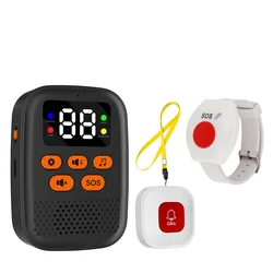 Caregiver Pager Wireless Call Button Elderly Monitors With Vibration Digital Display Low Power Reminder, Nurse Alert Button Call