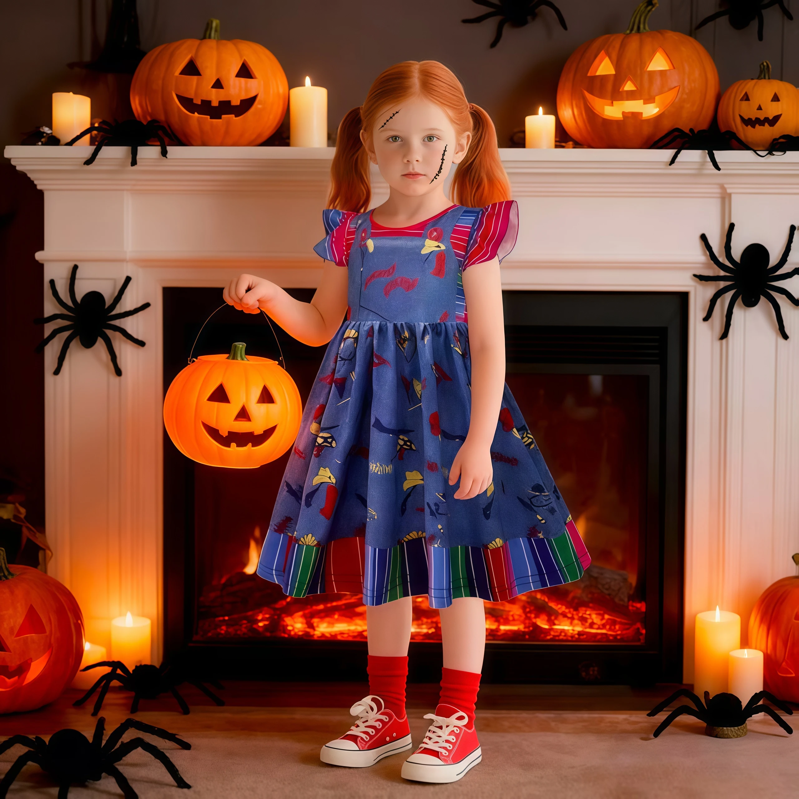 Kostum Film Horor Pembunuh Gaun Putri Lengan Terbang Anak Perempuan untuk Anak-anak Pakaian Karnaval Pesta Ulang Tahun Permainan Peran Halloween