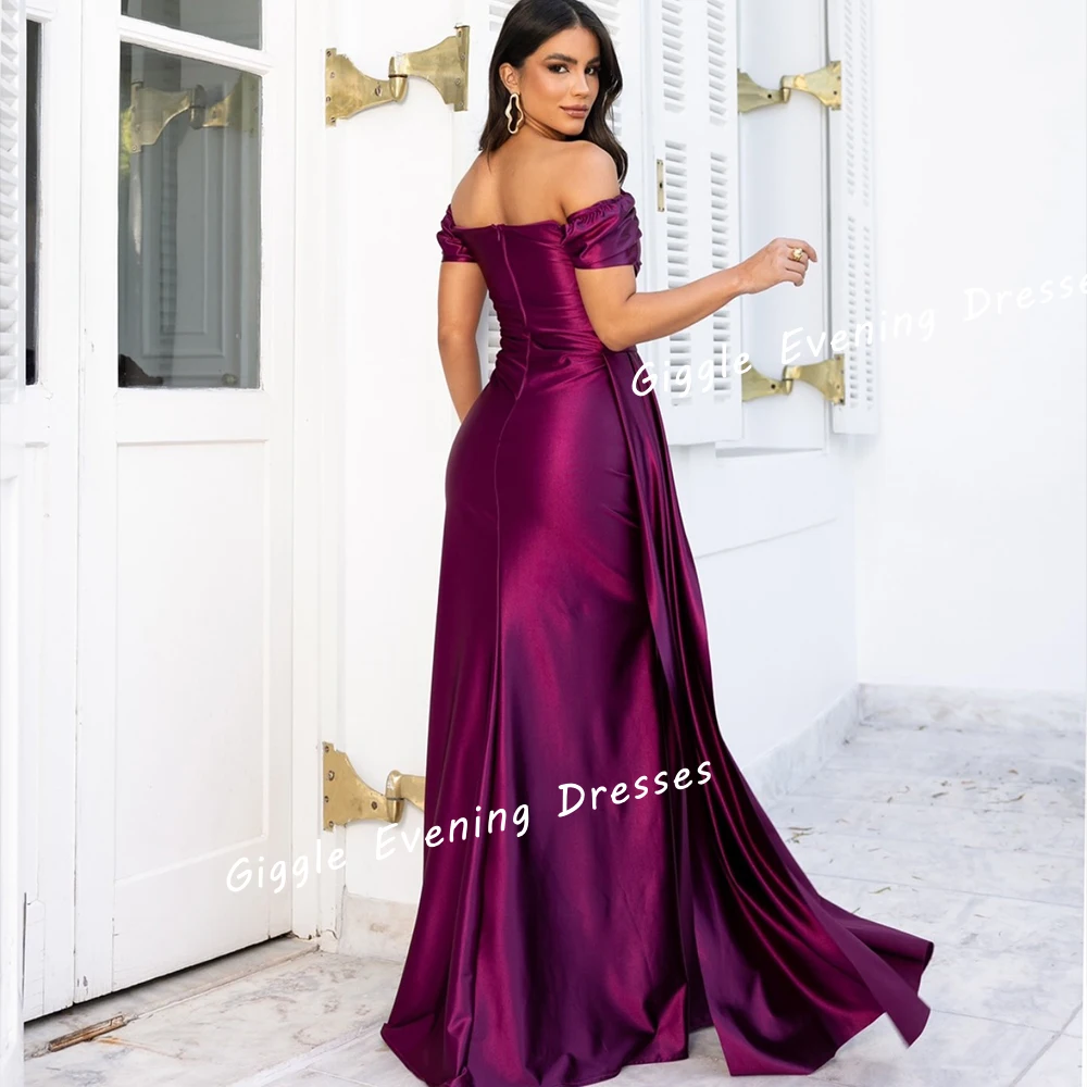 Giggle فساتين السهرة Luxury Off-the-Shoulder A-line Wedding Party Gown Arab Floor-Length Pleating Evening Dresses Women 2024