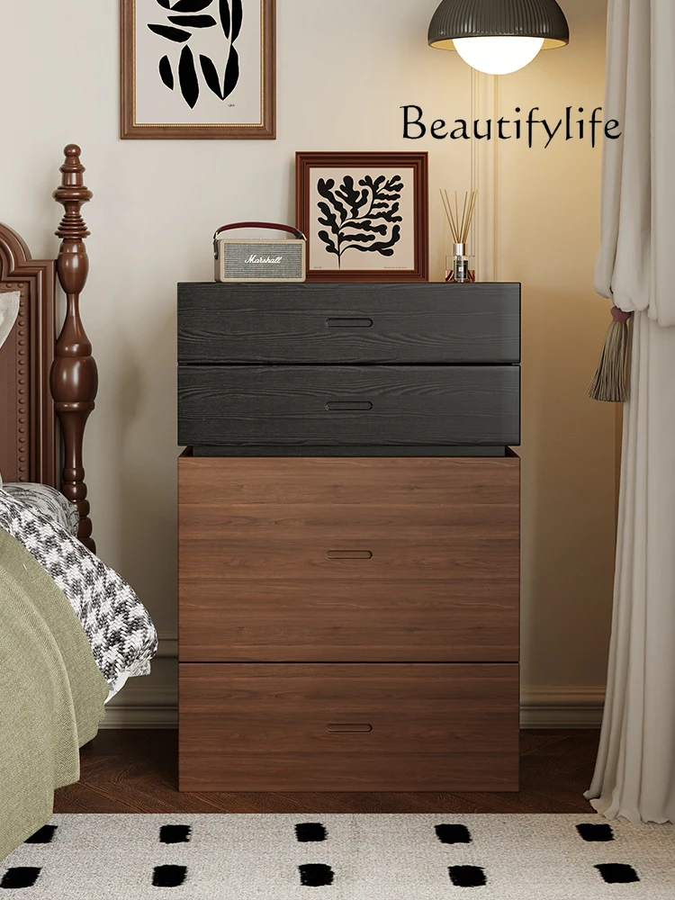 

American Retro Style Bedside Dressing Table Integrated Italian Bedroom Dresser Storage Cabinet Makeup Table