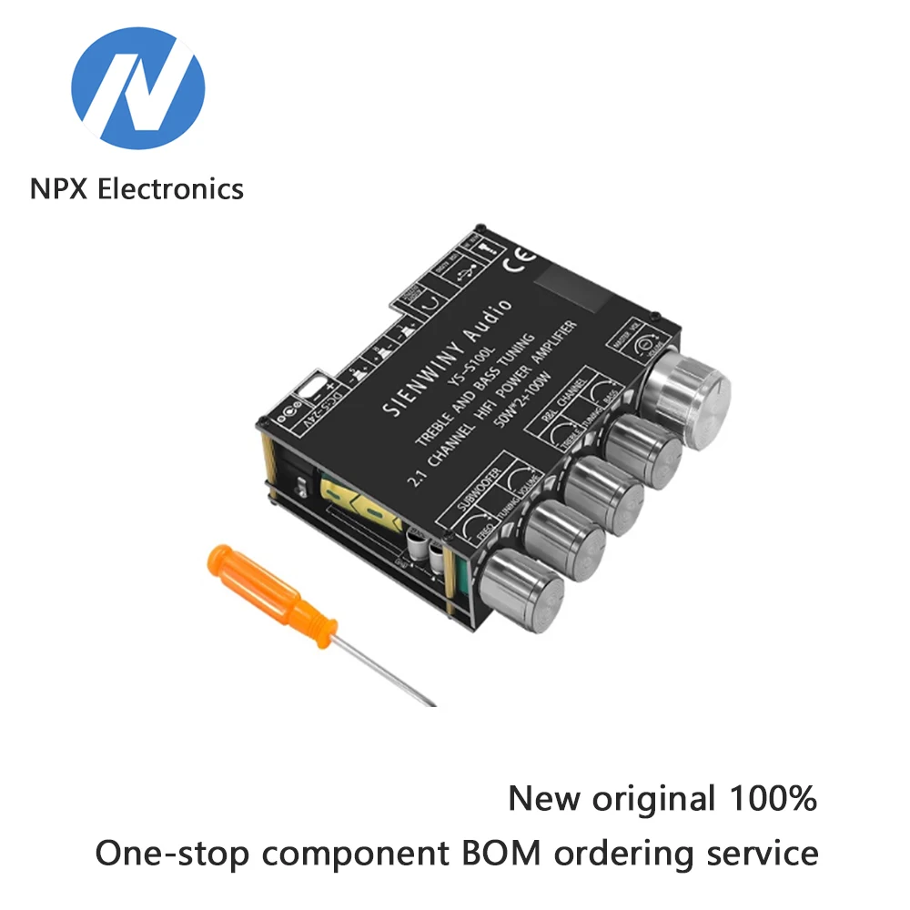 

YS-S100L 2,1-канальный модуль платы усилителя мощности звука Bluetooth для регулировки высоких и низких частот, сабвуфер