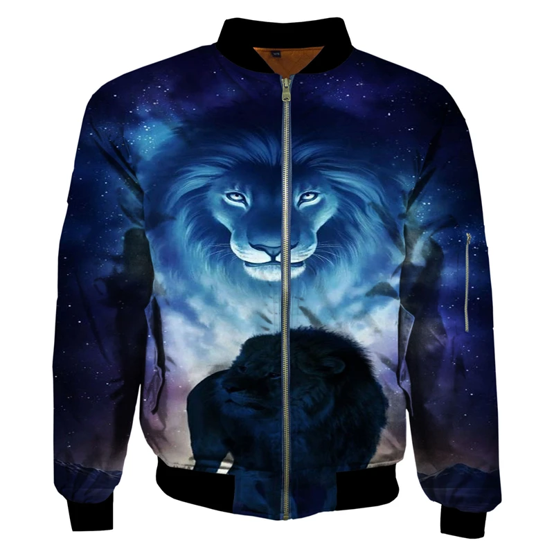 Lion Animel 3D Print Zip Up Jacket For Women Men Clothing Casual Long Sleeve Streetwear Comfortable Coats Washed Graphic Jacket