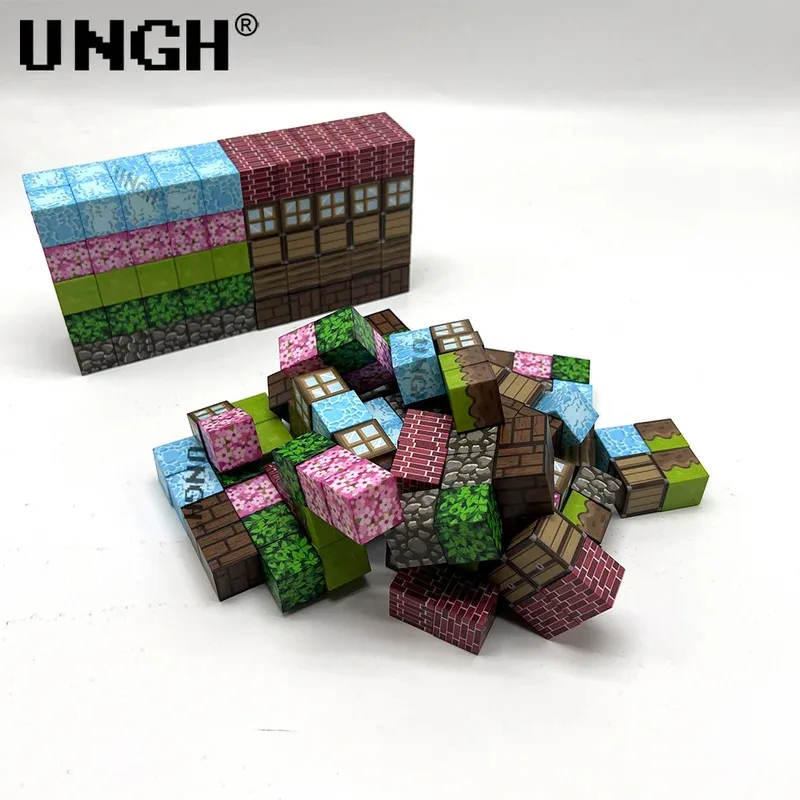 UNGH 50-200PCS Magnetic Block Building Block แม่เหล็กปริศนาของเล่นชุด STEM การก่อสร้าง DIY ของเล่นเพื่อการศึกษาของขวัญ