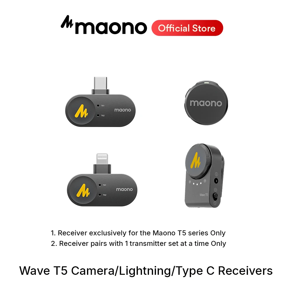 maono Wave T5 Accessories Camera Lightning Type C Receivers for T5