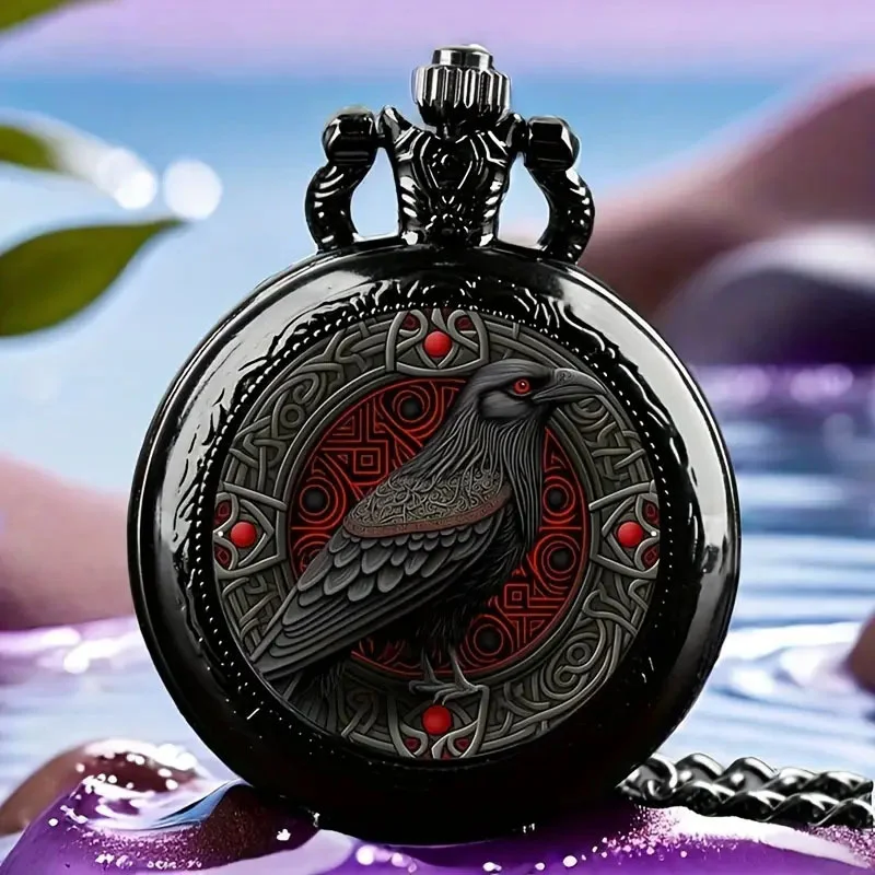 Colorful Pattern Medium Pocket Watch Retro Flip Decoration Necklace Watch Personalized Trend Male and Female Student Quartz