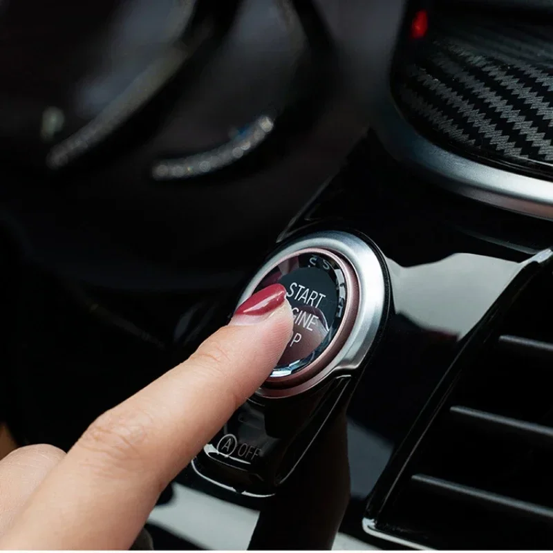 محرك السيارة بدء إيقاف التبديل زر ملصق الكسوة الداخلية لسيارات BMW X1 E84 E81 E87 X5 E70 X6 E71 E90 E60 E91 E92 E93 Z4 E89 E