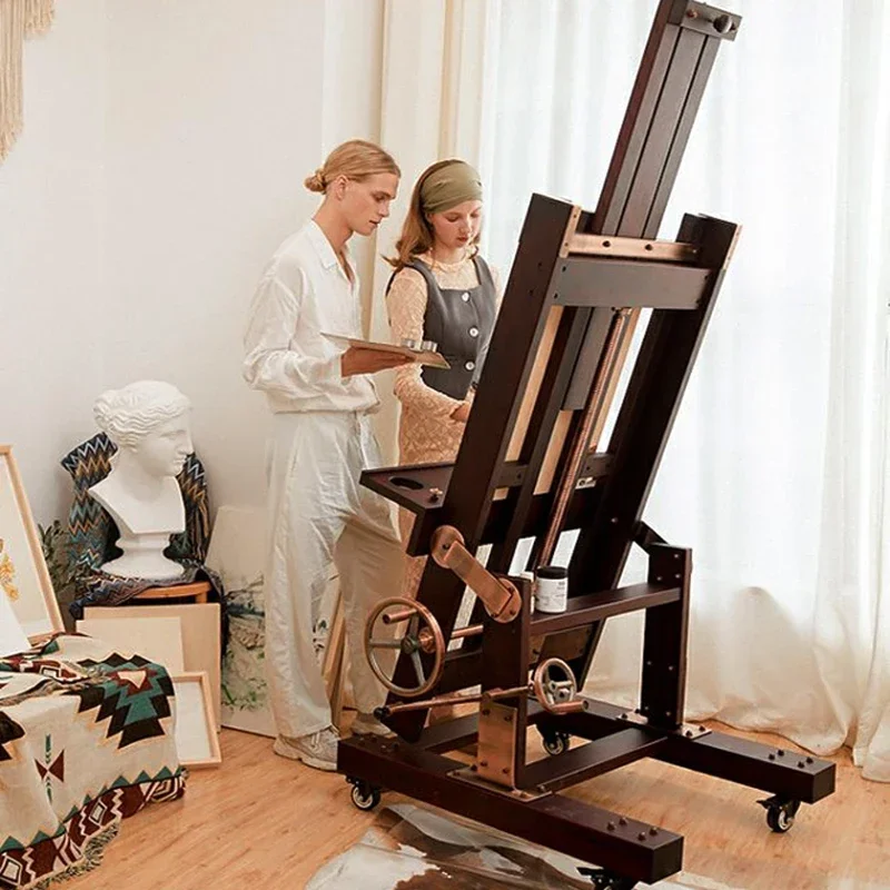 

Hand crank Big Mac big oil painting stand wooden display stand