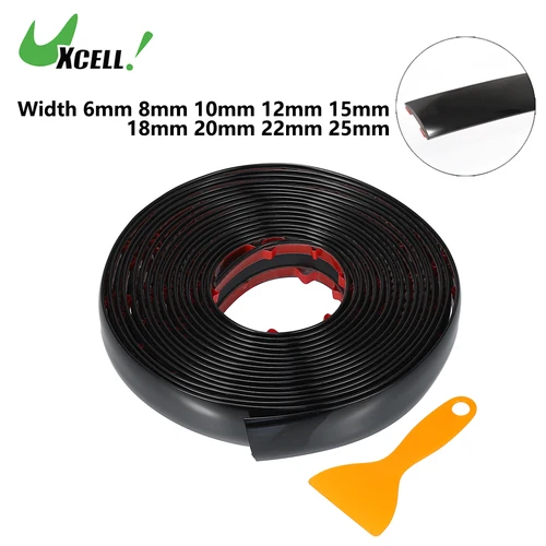 Uxcell-pegatinas cromadas para coche, 5M, Protector de puerta, ventana de coche, techo, tira protectora decorativa impermeable, embellecedor negro brillante