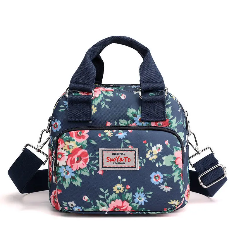 High-capacity Waterproof Nylon Women Messenger Bag Flower Eco-Friendly Large Mummy Shopping Bag Pocket Female Shoulder Tote