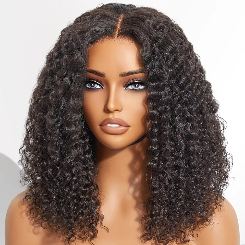 16 Zoll 5x5 Lace-Frontalperücke, Jerry Curl, Echthaar, kleberlose Perücke, natürliche Farbe, brasilianisches Remy-Haar, 200 % Dichte, für Frauen, für den täglichen Gebrauch – Detail 5